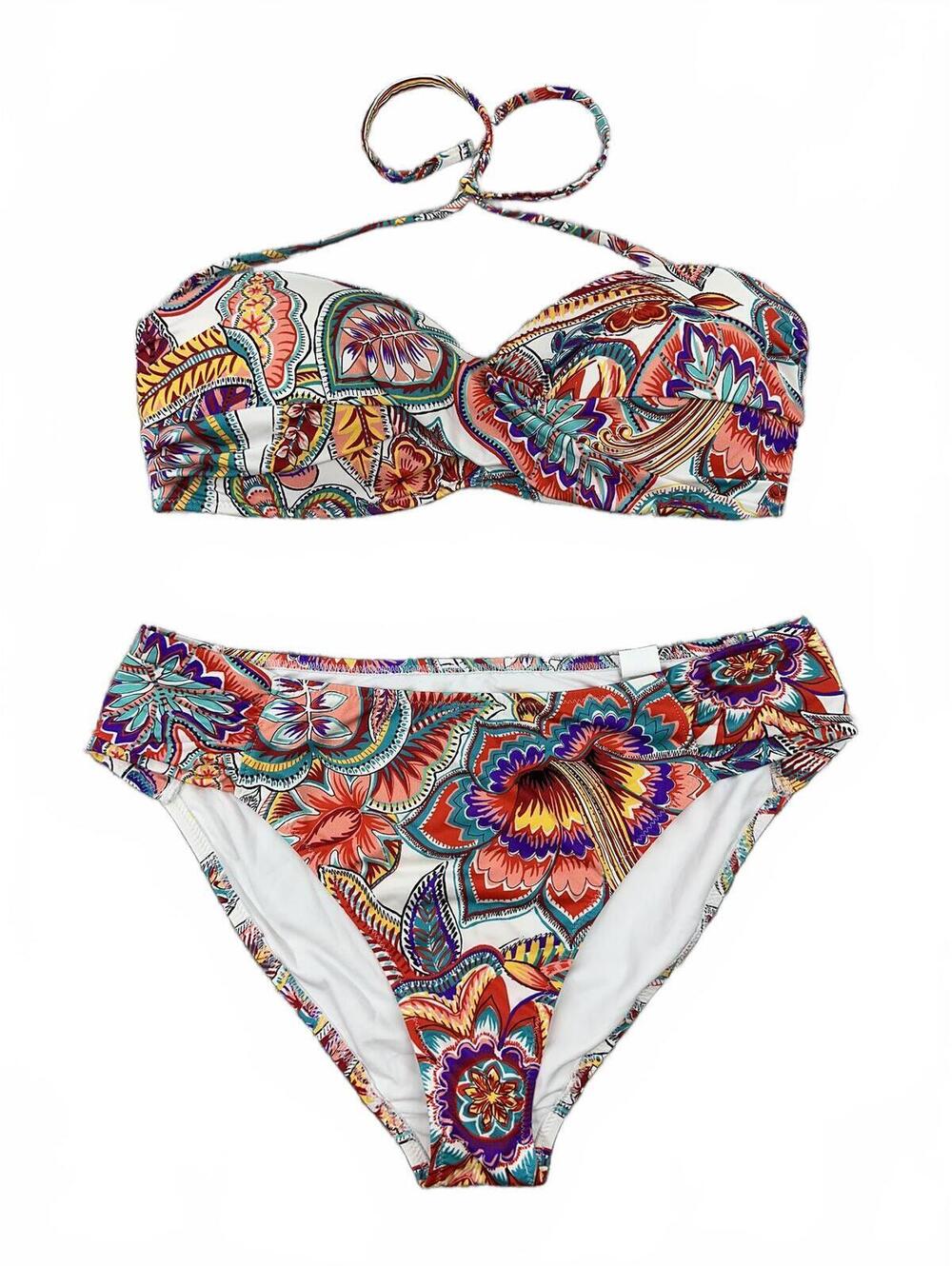 Huit8 Colorful Floral Print Bikini Set